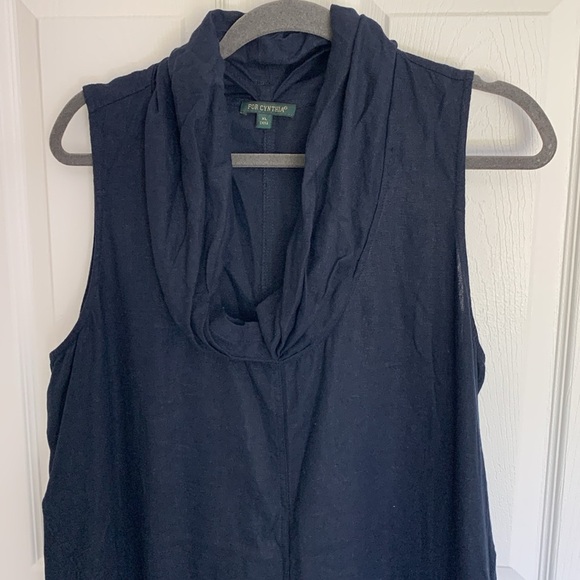 Sleeveless Navy Linen Blend Maxi dress size XL - Picture 2 of 7